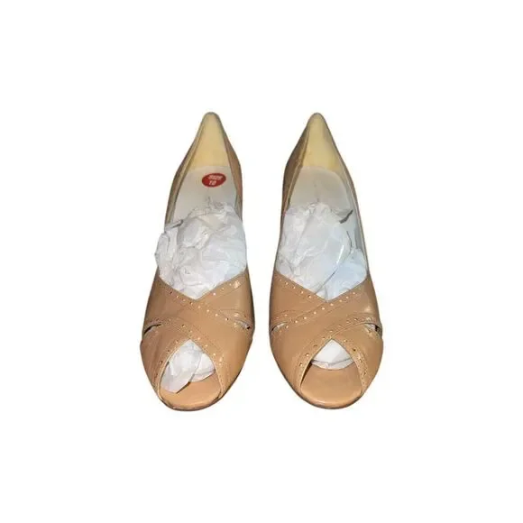 Bandolino Nataly Light Natural Color Leather Open Toe Pumps Womens Size 10 NWB - Picture 7 of 10